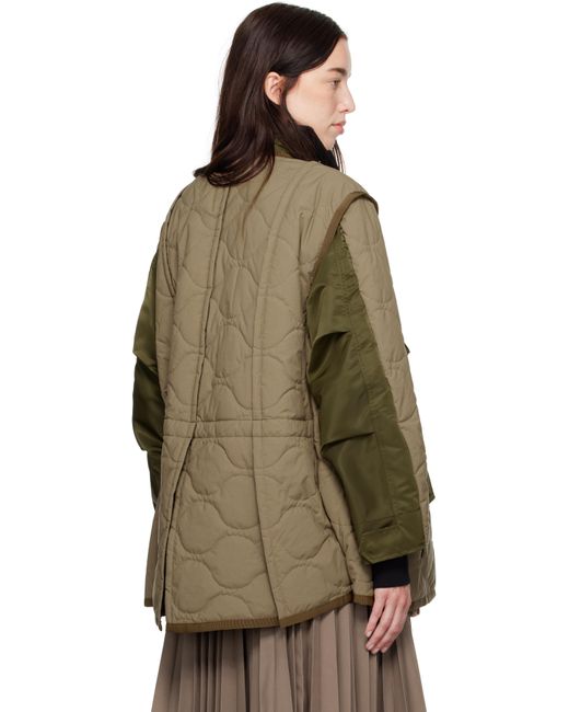【関税込み】sacai カーキ リップストップ キルティングコート 242445F059002_1.jpg