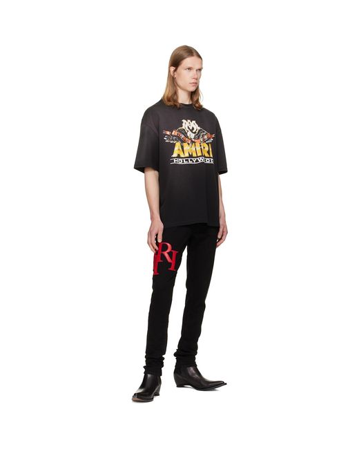 Amiri Black Hollywood' Eagle Skate T-Shirt for men