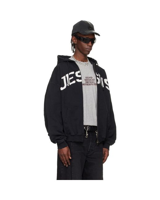 Vetements Black 'Jesus Christ' Zip-Up Hoodie for men