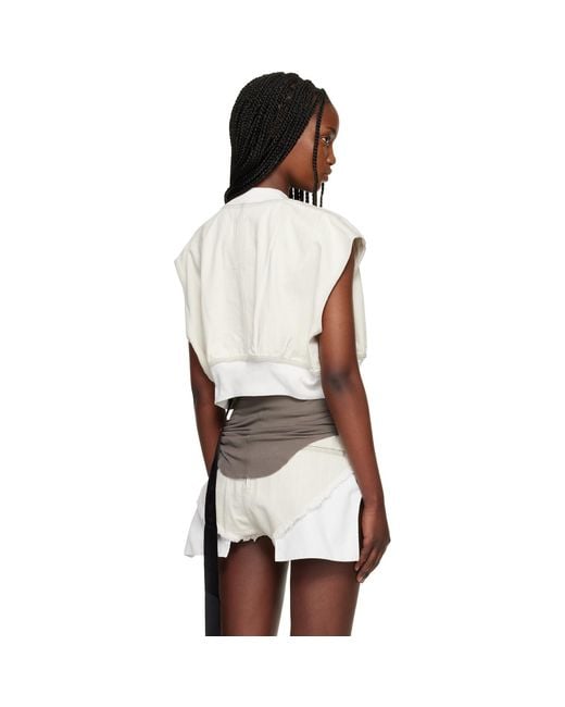 Rick Owens Multicolor Off- Temple Tatlin Denim Bomber Vest