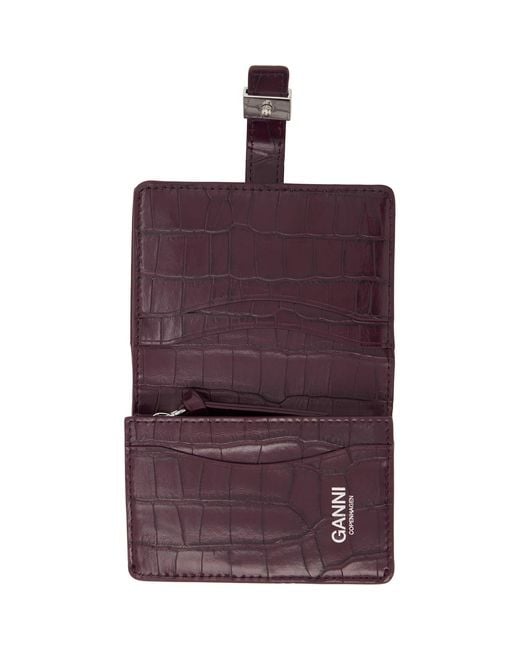 Ganni Purple Sue Slim Flap Wallet