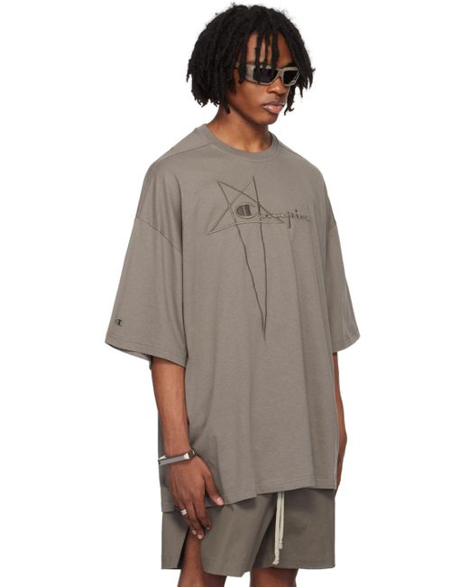 Rick Owens Gray Champion Edition Tommy T-Shirt for men