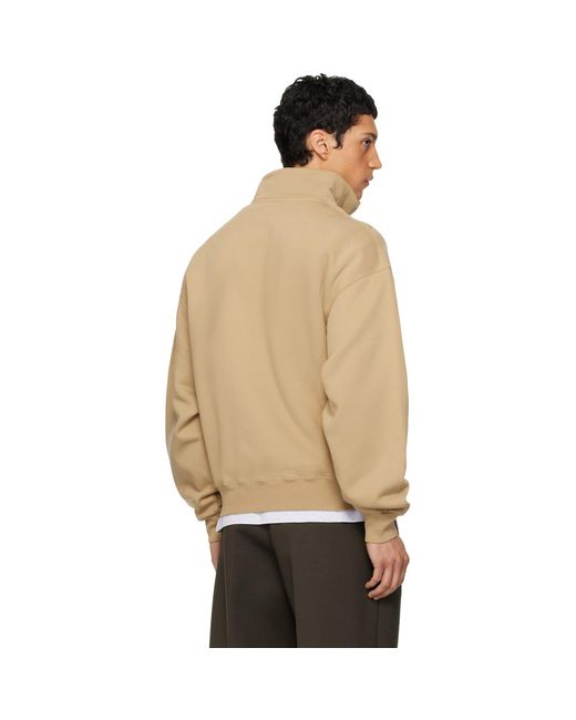 Jacquemus Natural Tan 'The Gros Grain Zipped-Rollneck' Sweatshirt for men