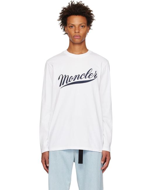 Moncler White Logo-print Long-sleeve Cotton T-shirt X for men