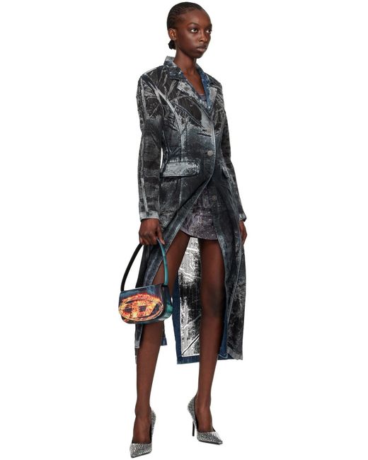 Manteau Pia-Fse noir et bleu en denim DIESEL en coloris Black