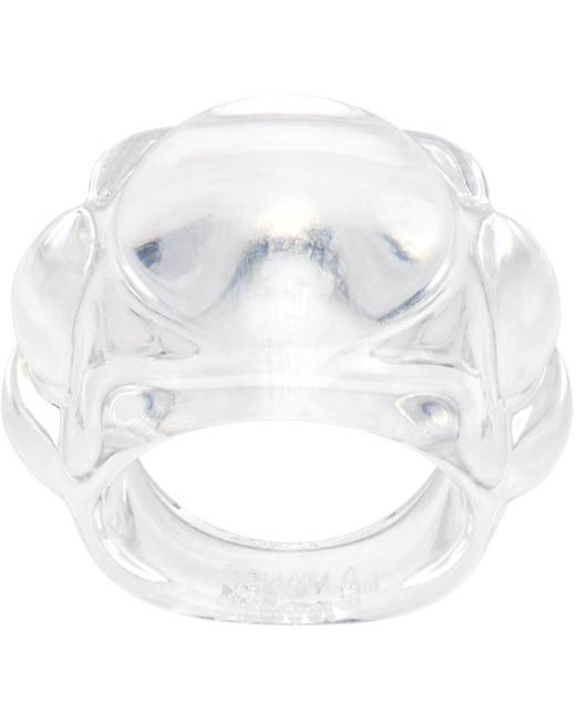 La Manso Handcrafted Transparent PMMA Graphic Ring in White Lyst