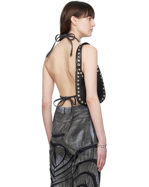 MASHA POPOVA ブラック ホルターネック デニム トップス ブラック | Lyst