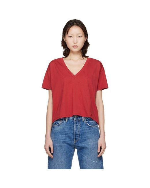 Loulou de Saison Red 'Faaa Lds' V-Neck T-Shirt