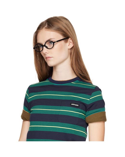 Miu Miu Black 'Breaking The Rules' Oval Glasses