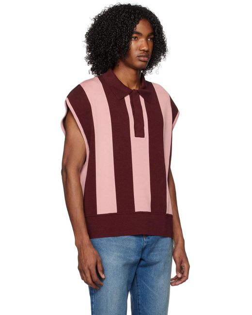 AMI Red Burgundy Viscose Polo for men