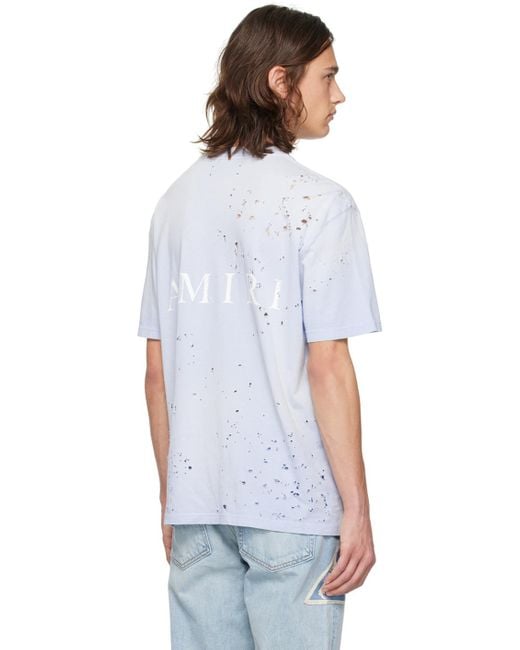T-shirt bleu à effet usé shotgun Amiri pour homme en coloris White