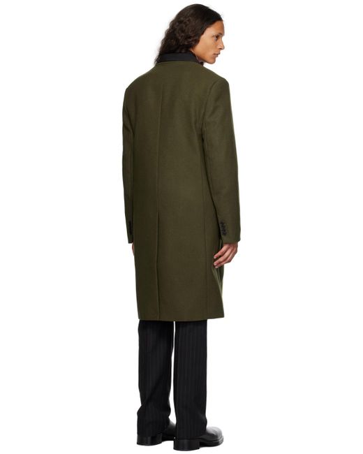 Acne Black Green Single-breasted Coat for men
