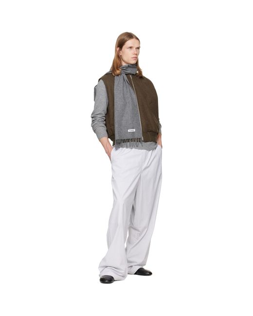 Jil Sander Gray Slim Wool Scarf for men