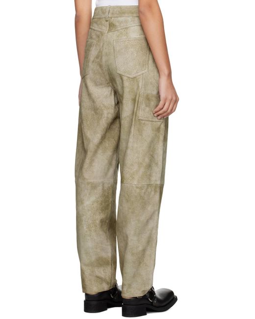 REMAIN Birger Christensen Natural Taupe Relaxed-fit Leather Pants
