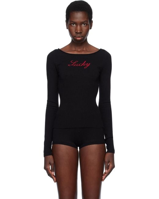 Frankie's Bikinis Black Bella Hadid Edition Theo Knit Sweater
