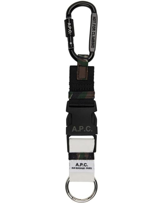 A.P.C. Black . Khaki Trek Keychain for men