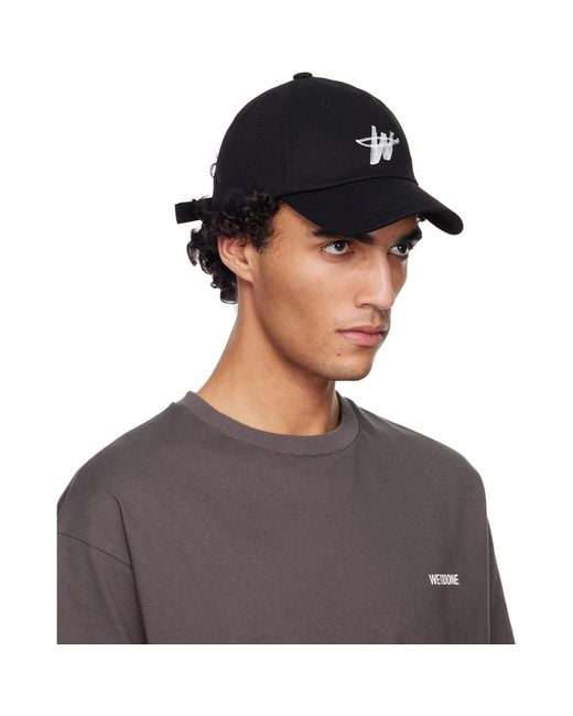 we11done Black Wd One Logo Cap for men