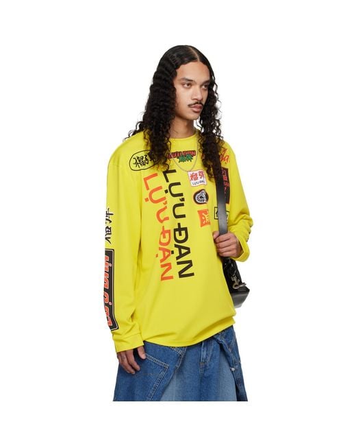 Lu'u Dan Yellow Oversized Long Sleeve T-Shirt for men