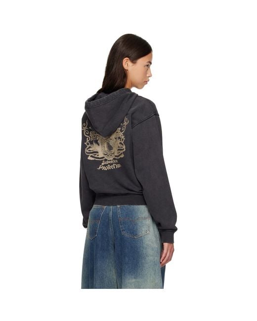 DIESEL Black Prints & Rhinestone Studs Hoodie