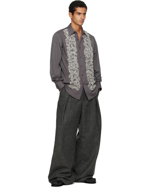 Dries Van Noten Gray Embellished Shirt for men