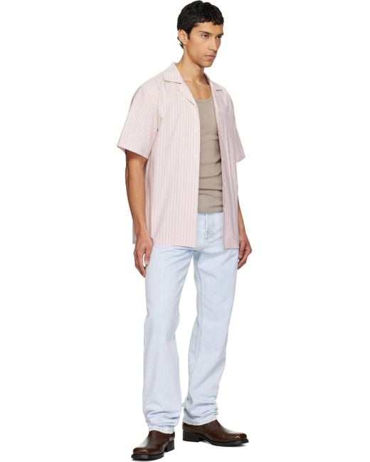 Lanvin White Striped Bowling Shirt for men
