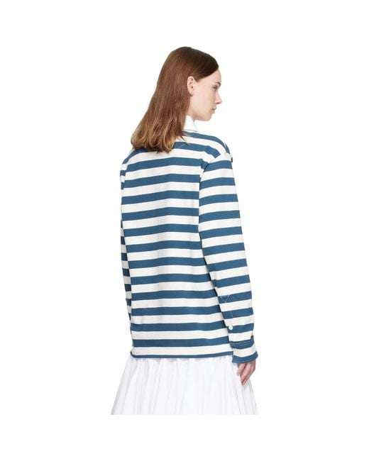 Burberry Blue Knight Stamp Cotton Rugby Polo
