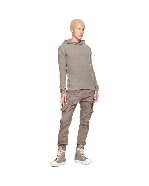 Rick Owens Gray Tower Felt Cashmere Hoodie for men