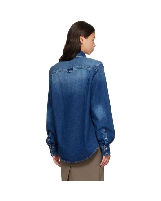 Mugler Blue Washed Denim Power Shirt