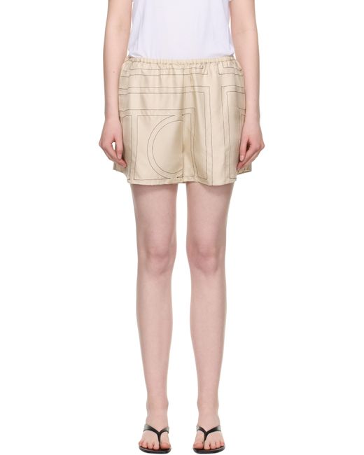 Short De Pyjama Blanc Cassé En Soie À Monogrammes Totême  en coloris Multicolor