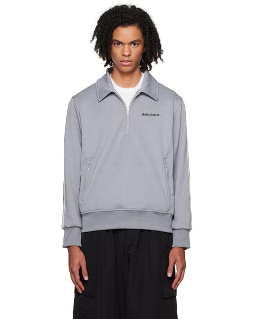 Palm Angels Gray Spread Collar Track Jacket for men