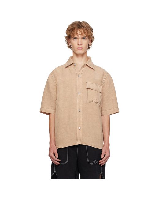 Amiri Natural Script Linen Shirt for men