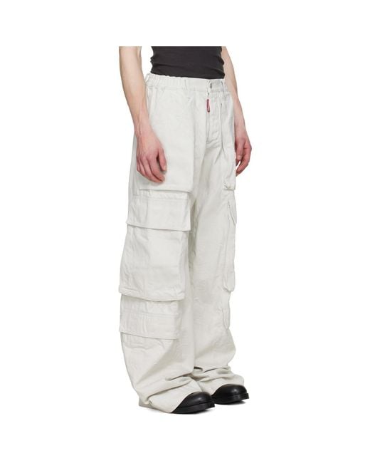 DSquared² White Utility Big Cargo Pants for men