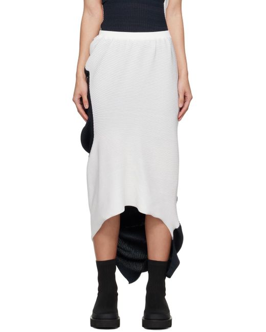 Issey Miyake Black Navy & White Aerate Midi Skirt