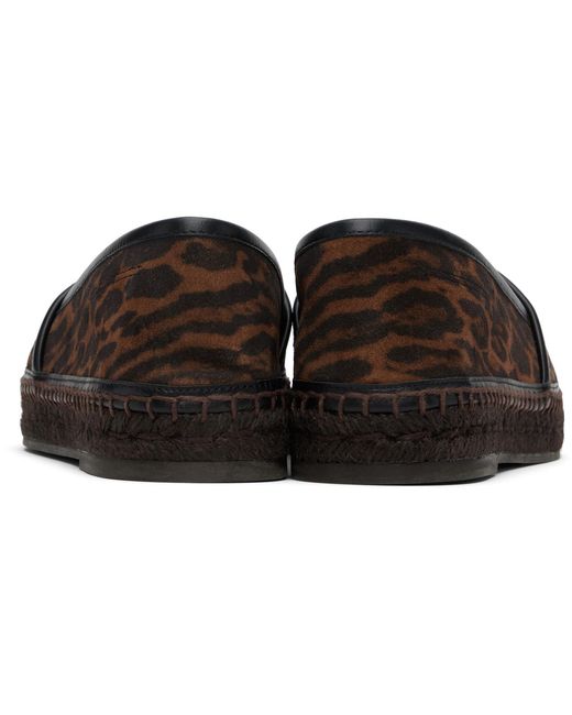 Tom Ford Black Ocelot Print Suede Smooth Calf Espadrilles