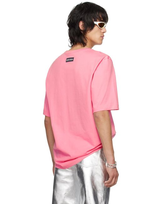MARINE SERRE Pink Embroidered T-shirt for men