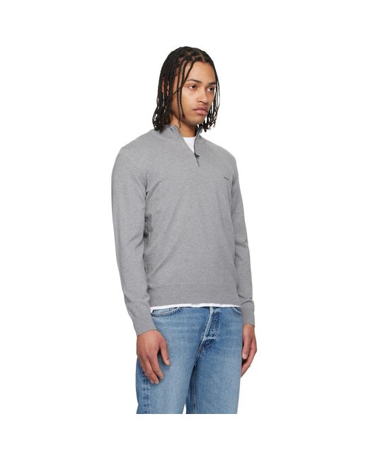 Boss Black Zip-neck Knitted Cotton Track Jacket for men