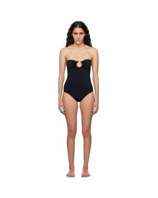 Bottega Veneta Black Knot Ring Stretch Nylon Swimsuit