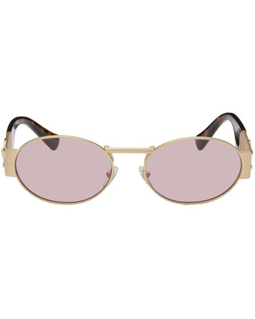 Versace Black Gold Medusa Deco Oval Sunglasses