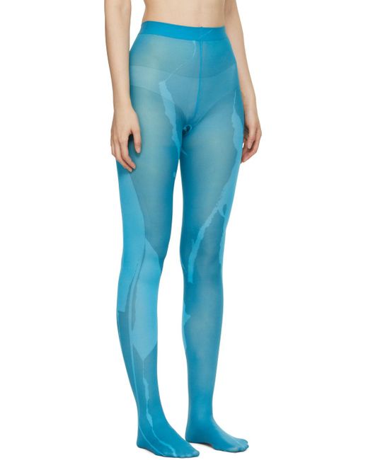 Ioannes Blue Printed Tights