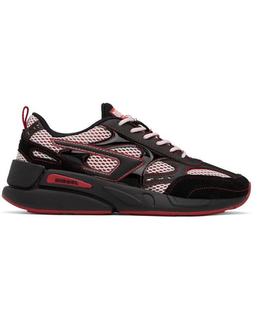 DIESEL Suede Black & Red S-serendipity Sport Sneakers for Men | Lyst