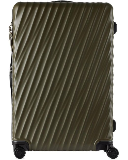 Tumi Green Khaki 19 Degree Extended Trip Expandable Checked Luggage Suitcase for men