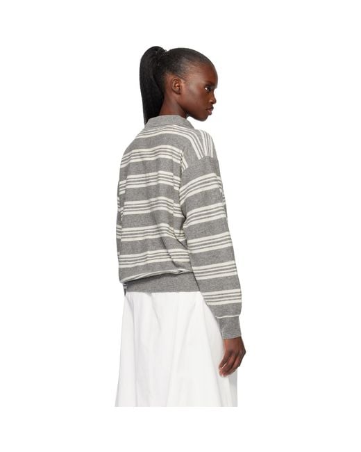 NOTHING WRITTEN Gray Kevin Stripe Pullover Polo