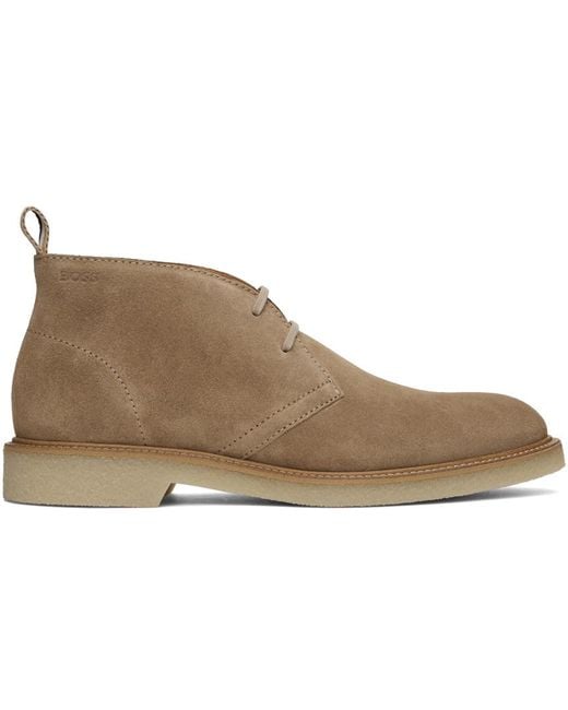 Boss Black Tan Suede Desert Boots for men