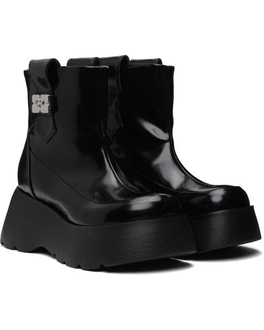 Ganni Black Sue Platform Boots