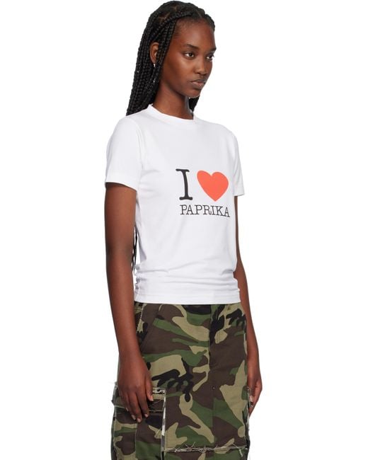 【VETEMENTS】ホワイト I Love Paprika フィット Tシャツ VETEMENTSのホワイト I Love Paprika フィット Tシャツがセール中