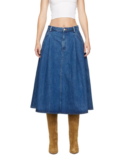 Jupe Midi Enora Bleue En Denim A.P.C. en coloris Blue