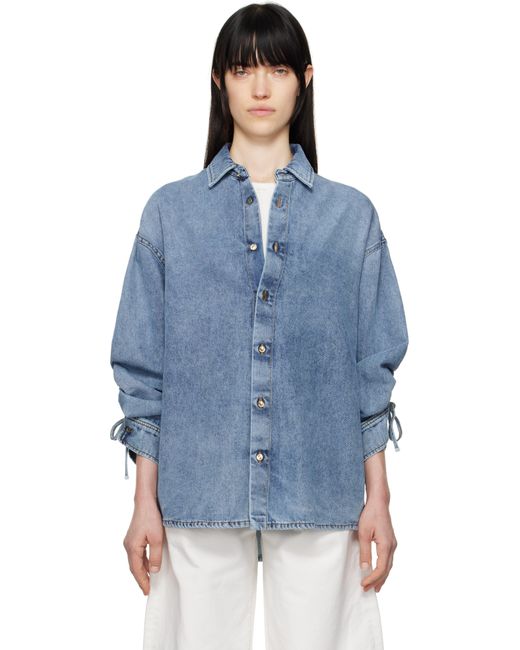 DARKPARK Blue Keanu Tencel Denim Rouche Shirt