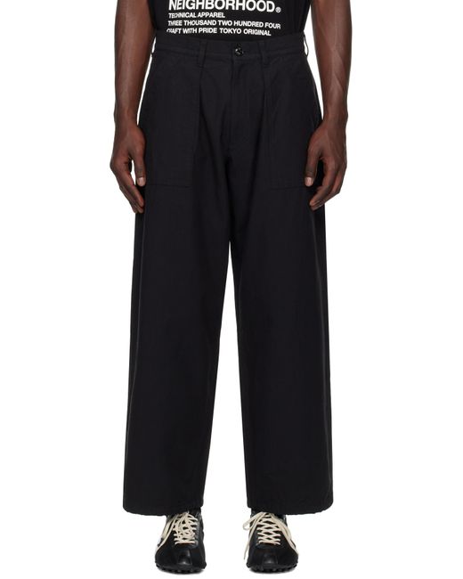 Neighborhood Black Wide Baker Trousers for men