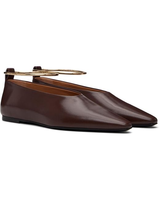 Jil Sander Brown Burgundy Ring Ballerina Flats