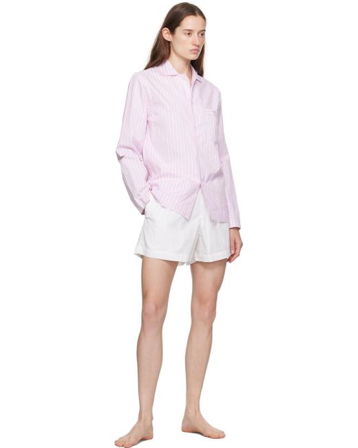 Tekla White Drawstring Pyjama Shorts